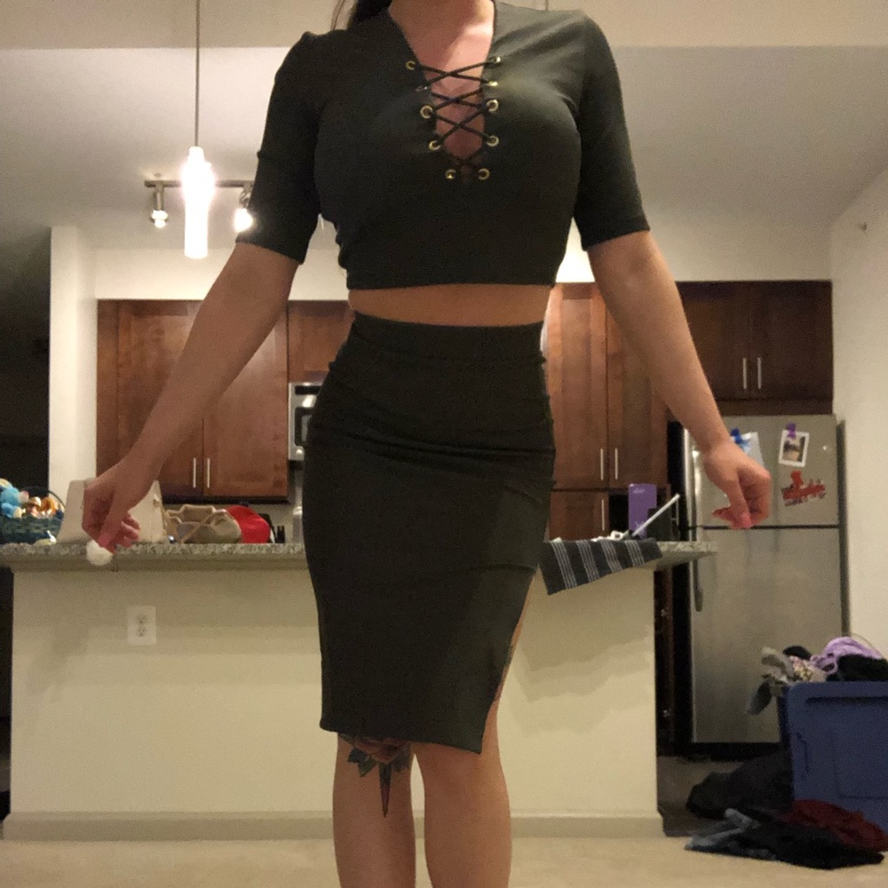 H&M Crop Top and Pencil Skirt